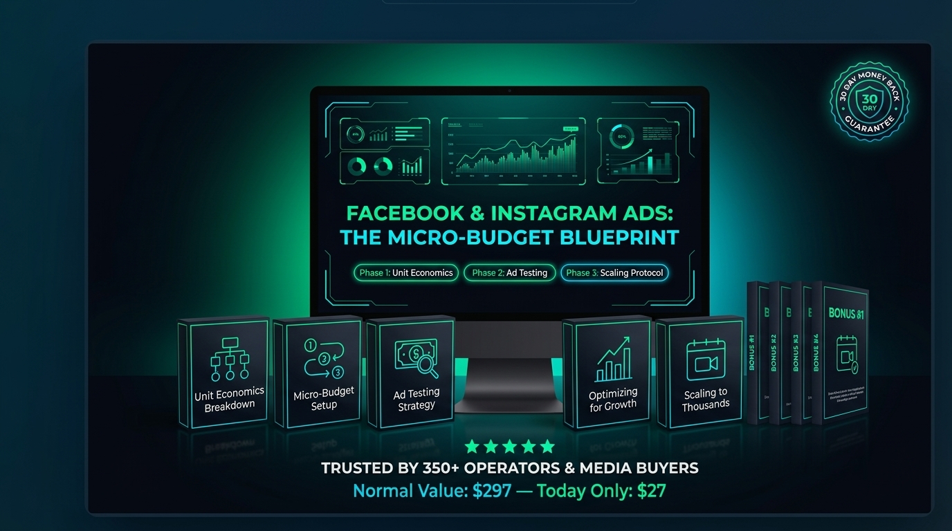 Facebook and Instagram: The Micro-Budget Blueprint Complete System Mockup
